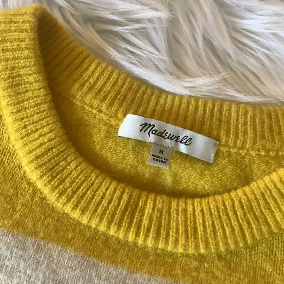 Madewell Crofton Dijon Mustard Striped Pullover Sweater size M - Picture 3 of 9